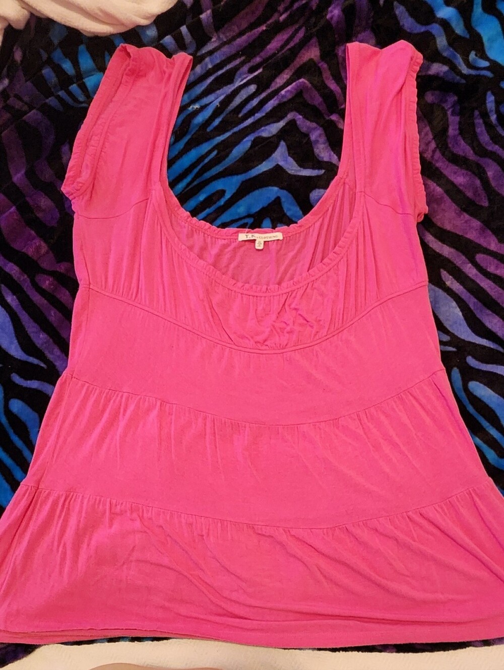 Women's Pink Scoop Neck Layered Tank Top